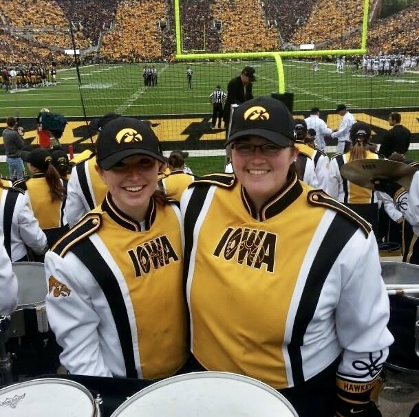 Courtney Long and her wife Shelby in the Hawkeye Marching Band