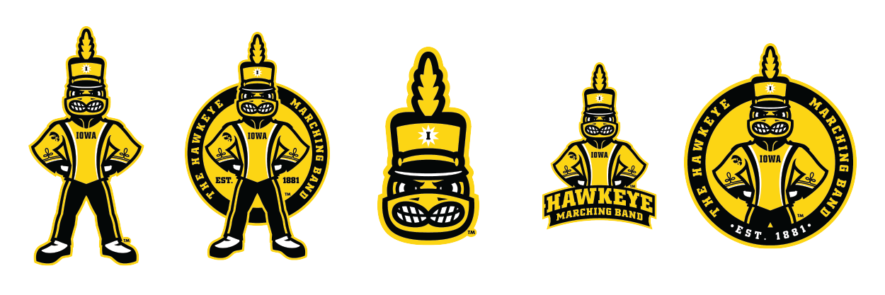 Examples of the new Modern Marching Herky logos