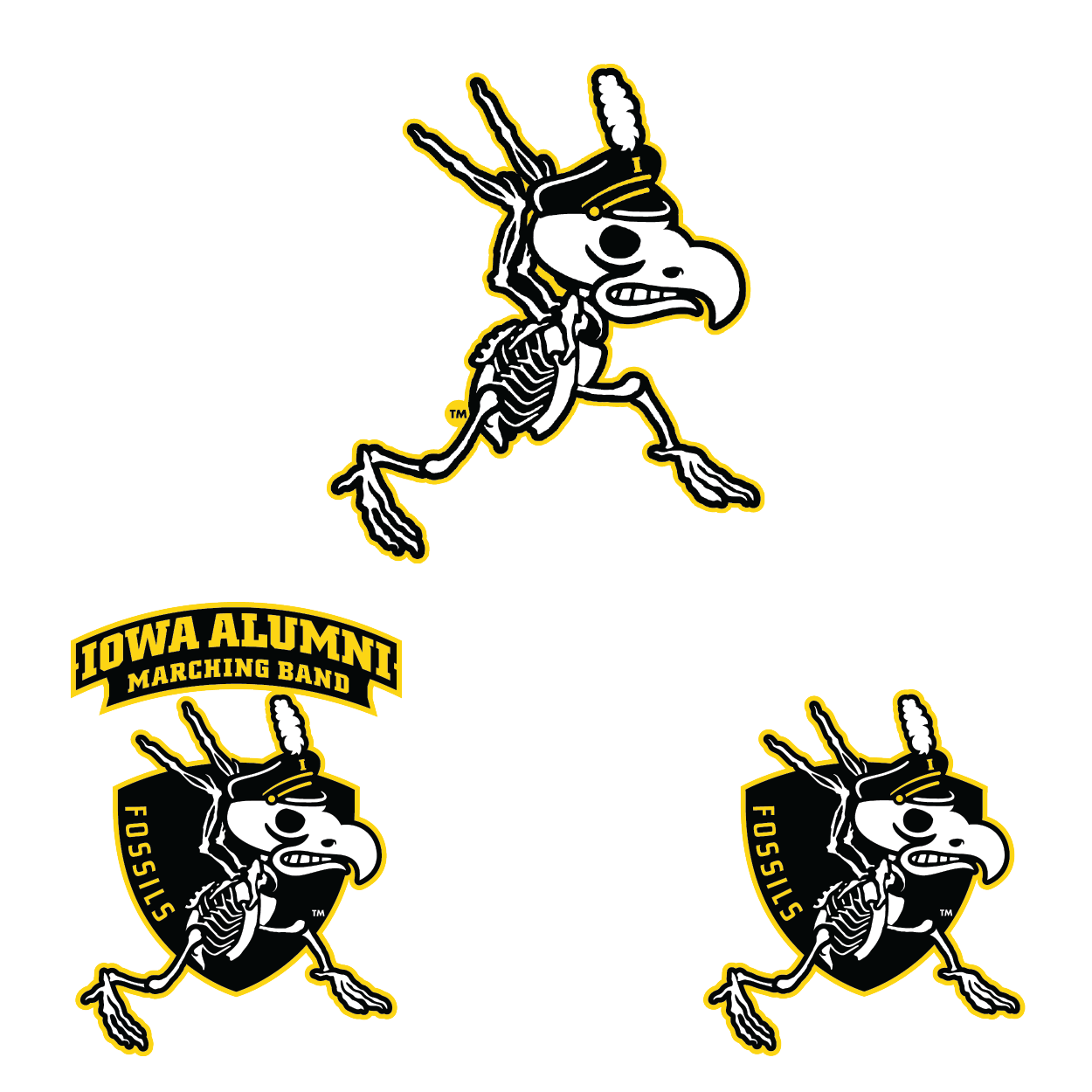 Examples of new Skeleton Herky Fossil Band logos