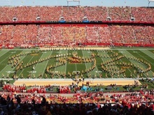 Hawkeye Marching Band performing at Iowa State 