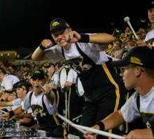Hawkeye Drumline performing in the stands at Kinnick