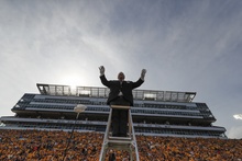 Eric Bush conducting the Hawkeye Marching Band