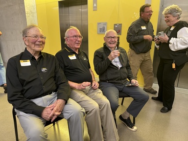 Lou Crist, Myron Welch, and Morgan Jones at the HMB Alumni Reception at Homecoming 2023