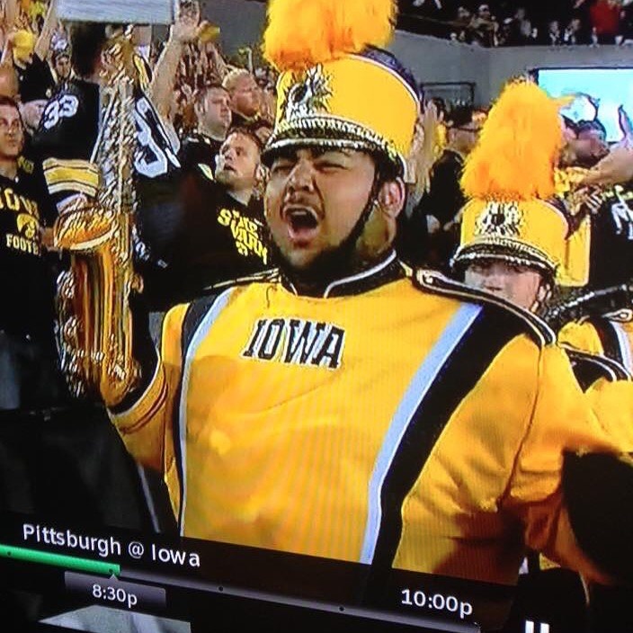 Trey Hill performing with the Hawkeye Marching Band