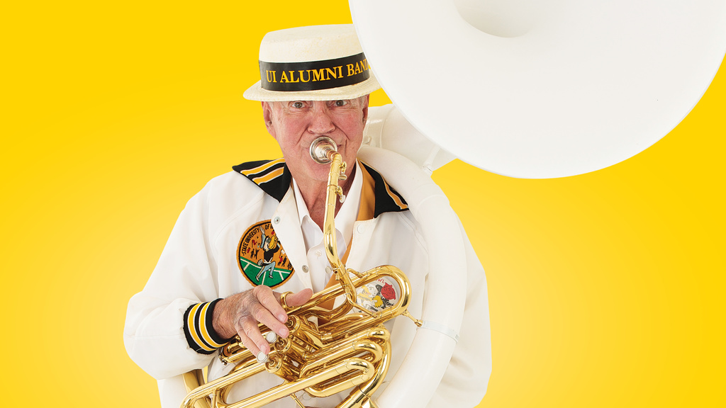 Jared Hills ('59 BSME) with sousaphone