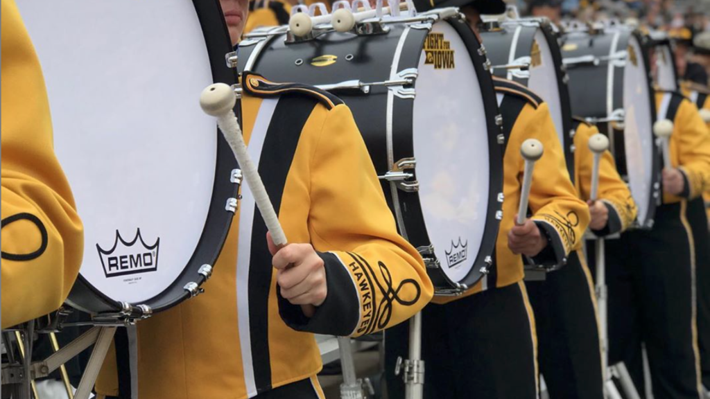 Bass drums in the stands at Kinnick stadium