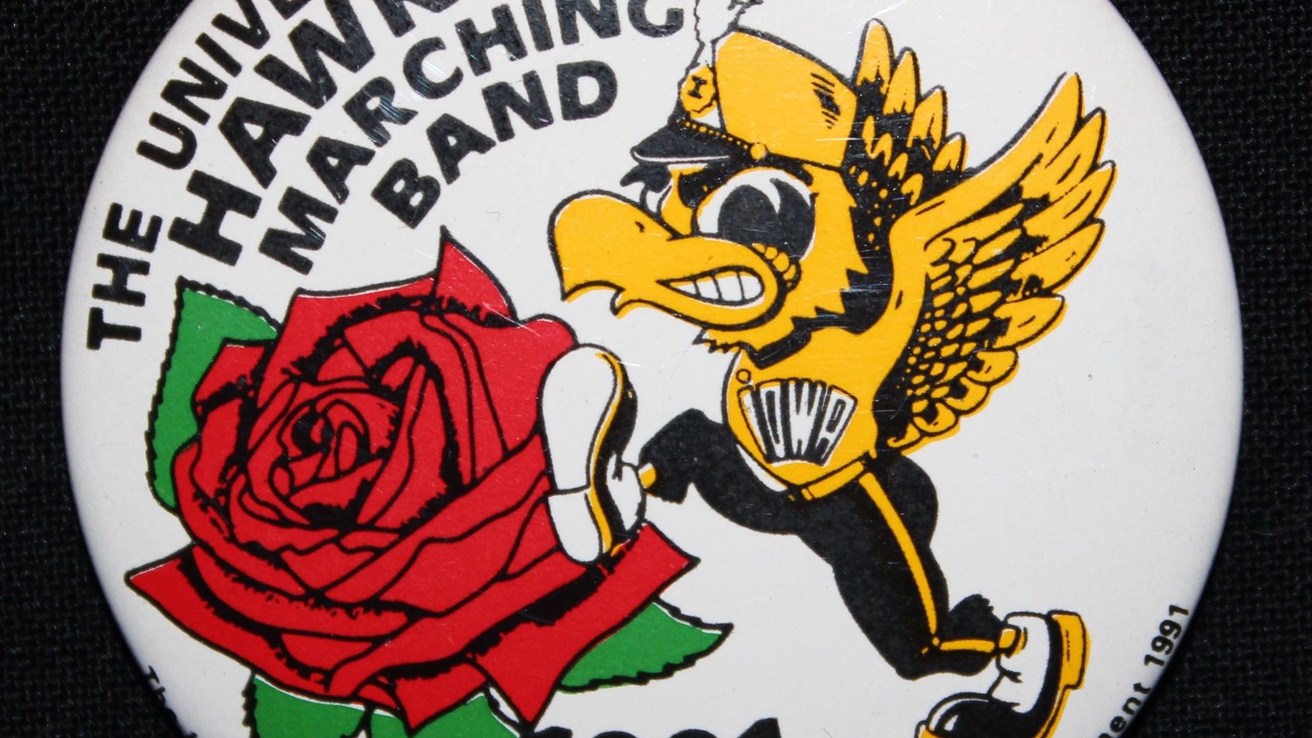 Vintage Marching Herky on a 1991 Rose Bowl Pin